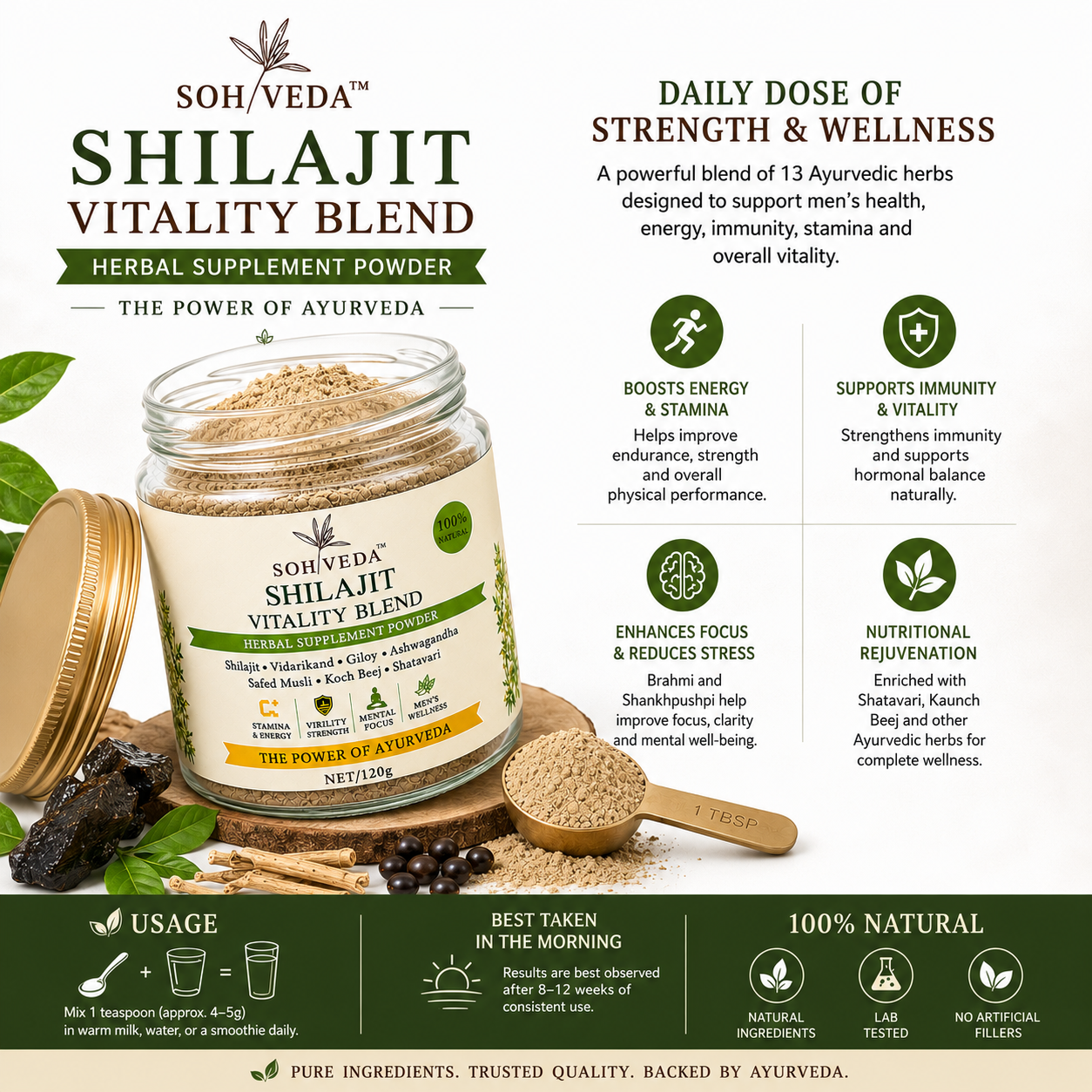 SOHVEDA Premium Shilajit Vitality Blend 120gm